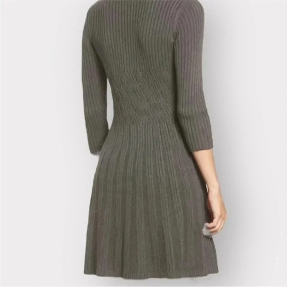 Eliza J Fit and Flare Cable Knit Ribbed Sweater Dress Gray Sz S - Picture 4 of 12